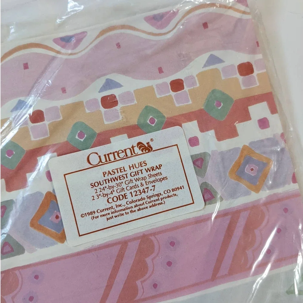Vintage 80's Pastel Hues Southwestern Giftwrap w/ Notecards‎ from Current UNUSED